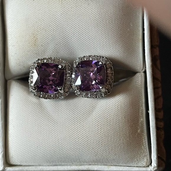 Amethyst and silver earrings with your choice Of backings - Picture 2 of 3